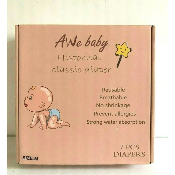 Awe Baby Other - Awe Baby 100% Cotton Diapers Size M 6-12 New NIP